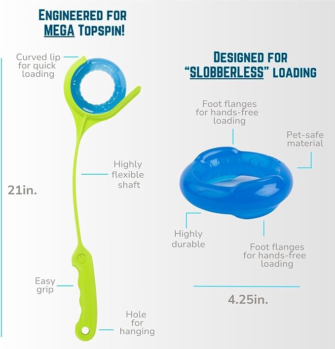 Gitit MAX! - Launcher + Ring, Epic Fetch Dog Toy, Slobberless/Clean Hands Loading, for Medium to Large Dogs