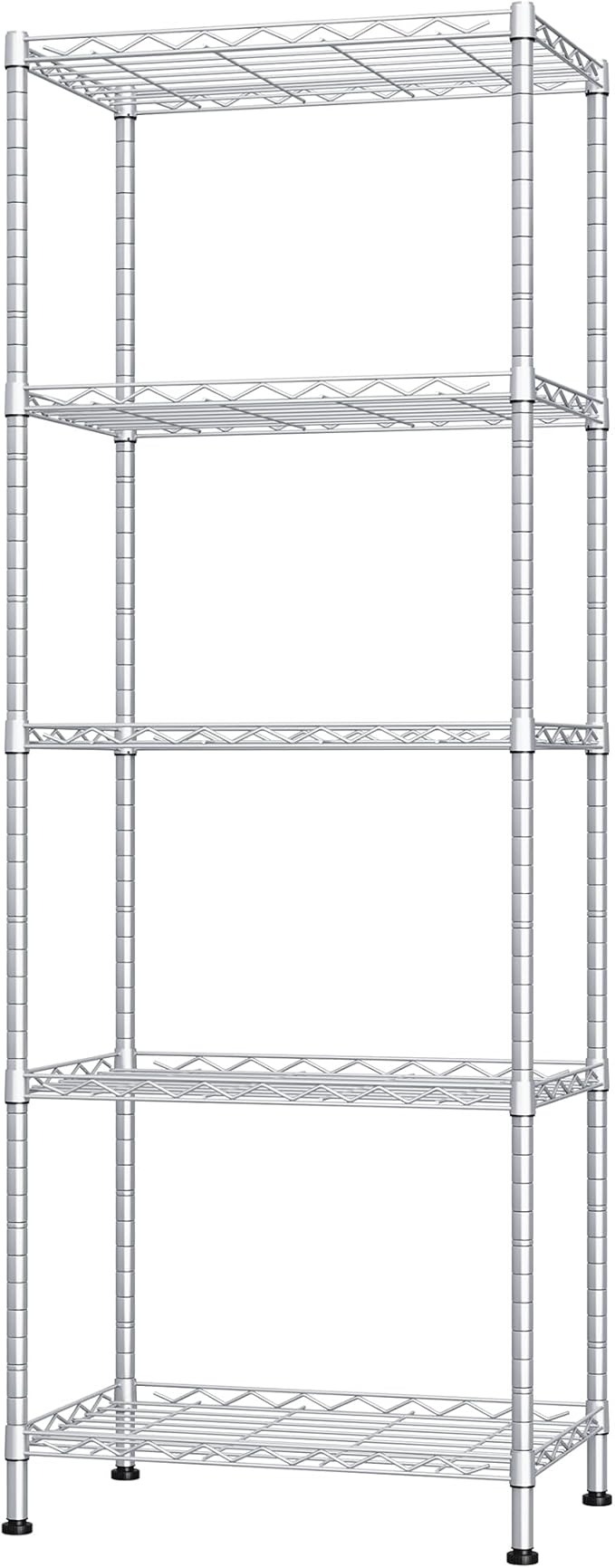 HOMEFORT 5-Shelving Unit, Adjustable Wire Shelving, Metal Wire Shelf Rack Organizer for Kitchen, Pantry, Closet, Bathroom, Laundry,Sliver,21" W x 11" D x 53" H