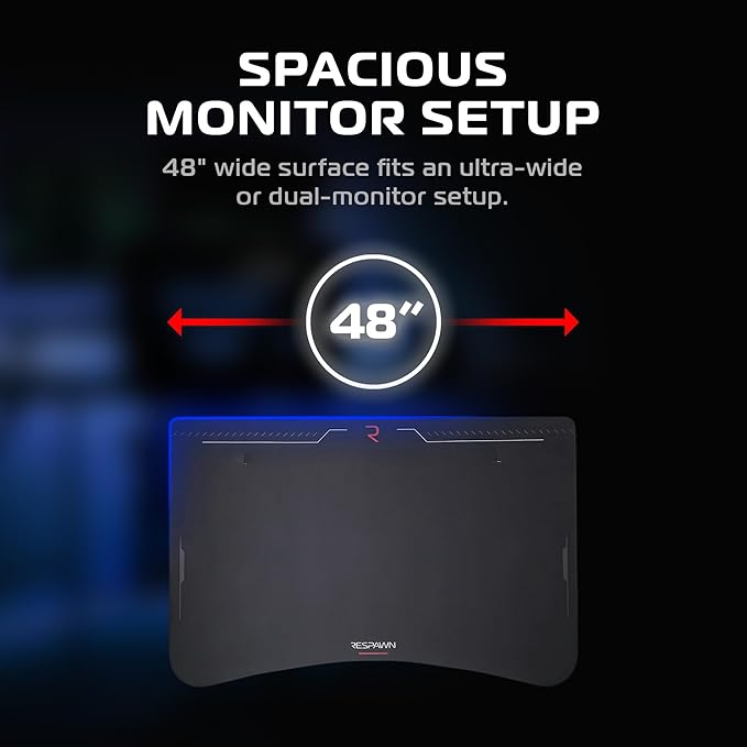 Respawn 1048 Gaming Desk with Cable Management - 48 Inch Ergonomic Full Computer Desk Mouse Pad, Sturdy Home Office Workstations, Laptop PC Console Gamer Table, Wooden Study Table for Bedroom - Black