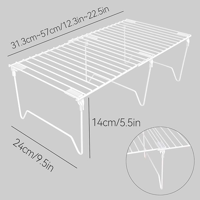 1/2-Piece Set freezer organizer,Stackable Cabinet Organizer Shelves,Foldable Pantry Shelf,Plate, Dish,Rustproof Metal Storage Organizer