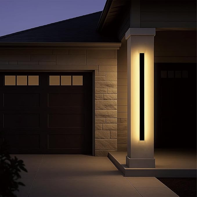 Modern Outdoor Lights, 59 Inch LED Wall Sconce, Black Waterproof Exterior Light Fixture, Single Wall Mount Lighting for Front Porch, Entryway, Garage Side Door