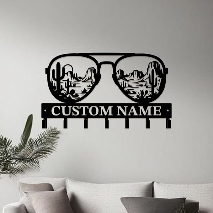 Custom Western Cowboy Metal Iron Key Hooks,Personalized Name & Text Engraving,Decor Wall Keys Holder for Home Entryway (Style D)