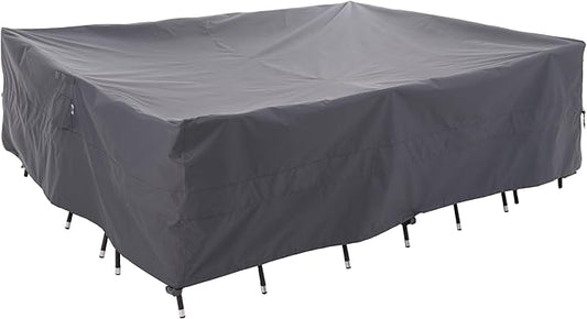 WJ-X3 Large Grey Patio Furniture Cover,108W x 84D x 31H Inch - Waterproof, UV & Wind-Resistant, Anti-Fade, Perfect for Outdoor Table & Chair Sets