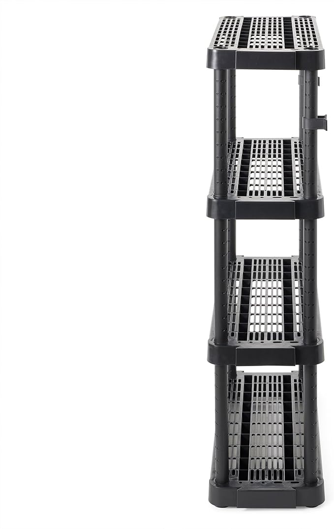Gracious Living 4-Tier Medium-Duty Home and Garage Storage Organizer Shelves, 54.5" H x 32.0" W x 14.0" D, Black