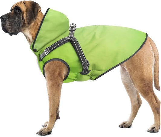 Mosucoirl Dog Raincoat Waterproof Dog Hoodie Reflective Dog Raincoat Hooded Adjustable Rain Jacket for Small Medium Large Dogs Puppies (Green, XL)