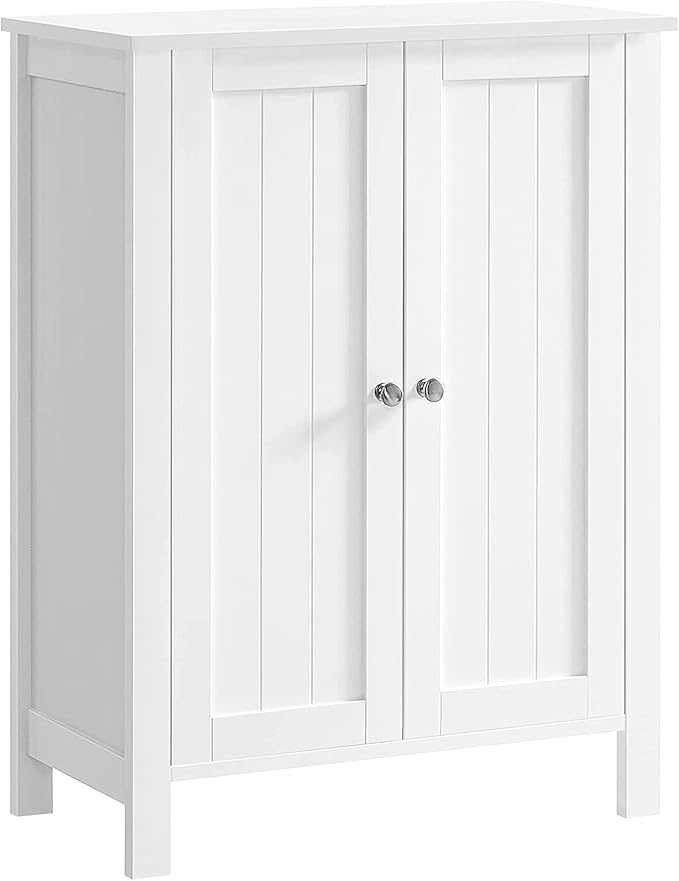 VASAGLE Floor Storage Cabinet, Freestanding Storage Unit with 2 Adjustable Shelves, for Bathroom Living Room Dining Kitchen, 11.8 x 23.6 x 31.5 Inches, White UBCB60W