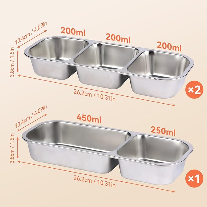 WELTOKE 3 Pack Stainless Steel Snack Containers for Kids & Adults,Metal Snack Containers with Lids,Reusable Snack Container for School, Work, Home & Travel