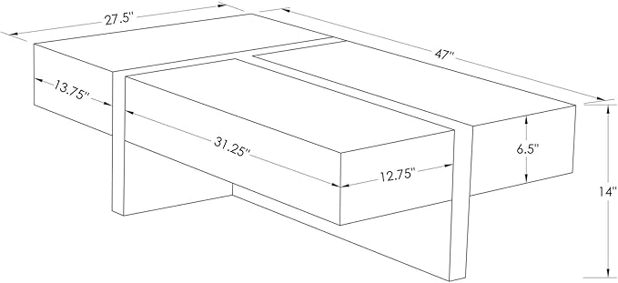 Zuri Furniture Mcintosh Rectangle Coffee Table with Storage Drawers - White and Ebony
