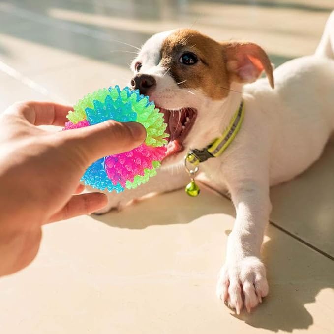 FineInno 2Pcs Dog Balls,2inch Light Up Dog Balls,Flashing Elastic Ball,Glowing Interactive Led Pet Toys for Puppy Small Medium Dogs Cats