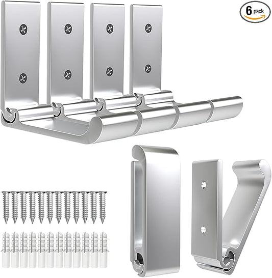 6Pcs 3'' Folding Coat Hooks Silver Foldable Hooks Aluminum Alloy Wall Hooks Headphones Holder Wall Mounted with 12pcs Screws Set for Hanging Coats, Bags, Hat, Towel, Keys