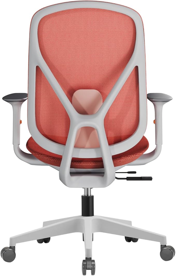 Mesh Office Chair – Ergonomic Office Chair with Lumbar Support, Adjustable Armrests & Sliding Soft Seat Cushion – Holds Up to 270lbs (Red)