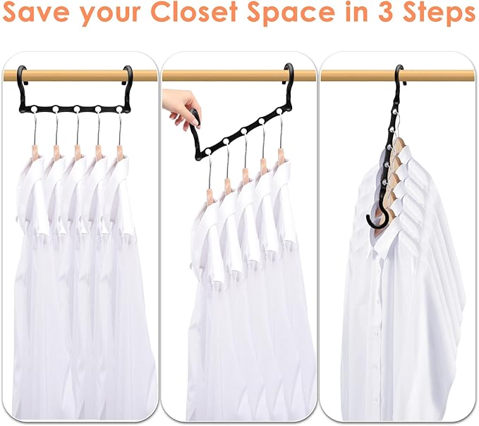 College Dorm Room Essentials, Magic Hangers Space Saving Clothes Hanger, Closet Organizers and Storage, Smart Space Saver Sturdy Plastic Hangers with 5 Holes for Heavy Clothes, 6 Pack