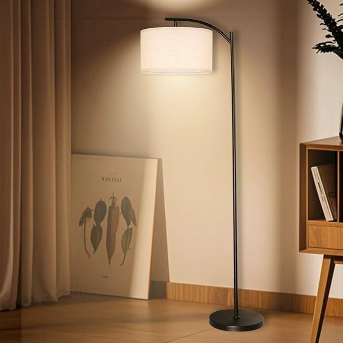 Floor Lamp for Living Room, Standing Lamp, Floor Lamp with Linen Lampshade for Home Décor, Office, Bedroom (Bulb Included)