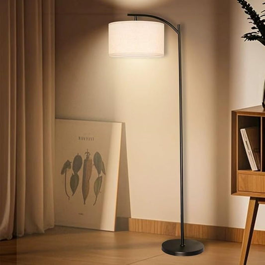 Floor Lamp for Living Room, Standing Lamp, Floor Lamp with Linen Lampshade for Home Décor, Office, Bedroom (Bulb Included)