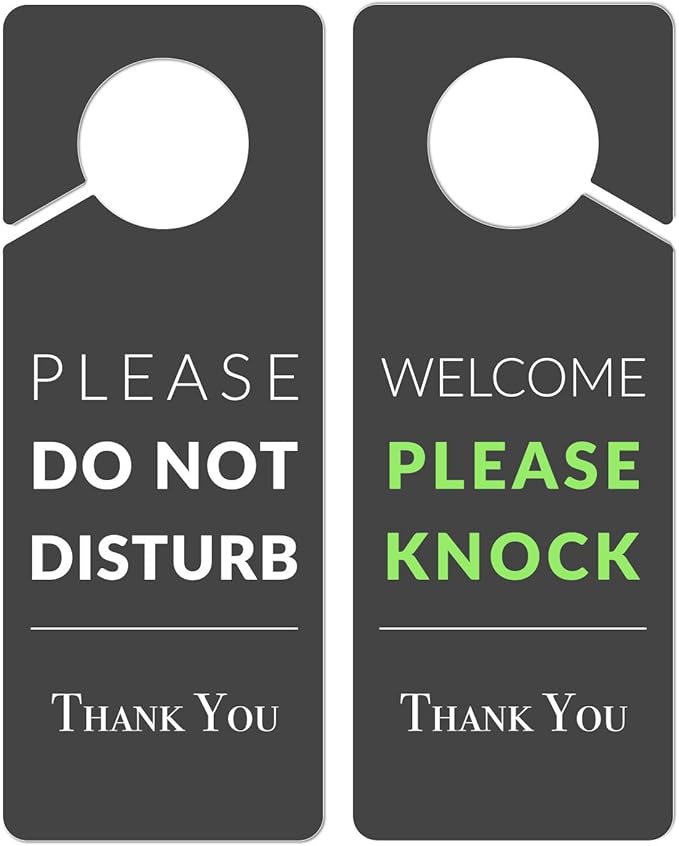 Do Not Disturb Door Hanger Sign, 2 Pack (Printed on Both Sides), 9.3″x3.5″ PVC Plastic, Please Do Not Disturb Sign for Home, Office, Hotel, Bathroom, Bedroom, Counseling, Therapists, Clinic, Regular