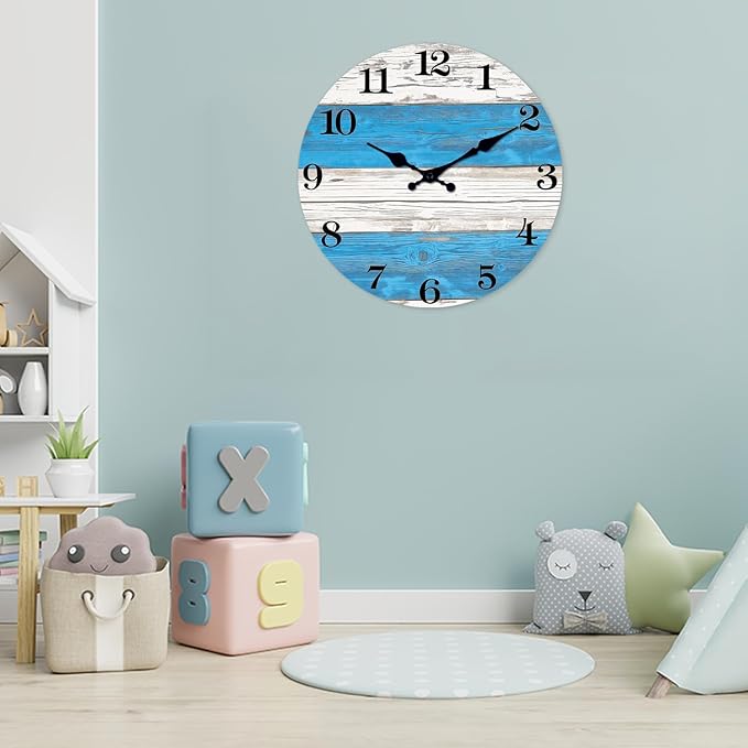 XNM 24 Inch Oversized Wall Clocks for Living Room Decor Battery Powered Clock for Wall Rustic Wall Clock Non Ticking(No Solid Wood, It is with MDF Material)