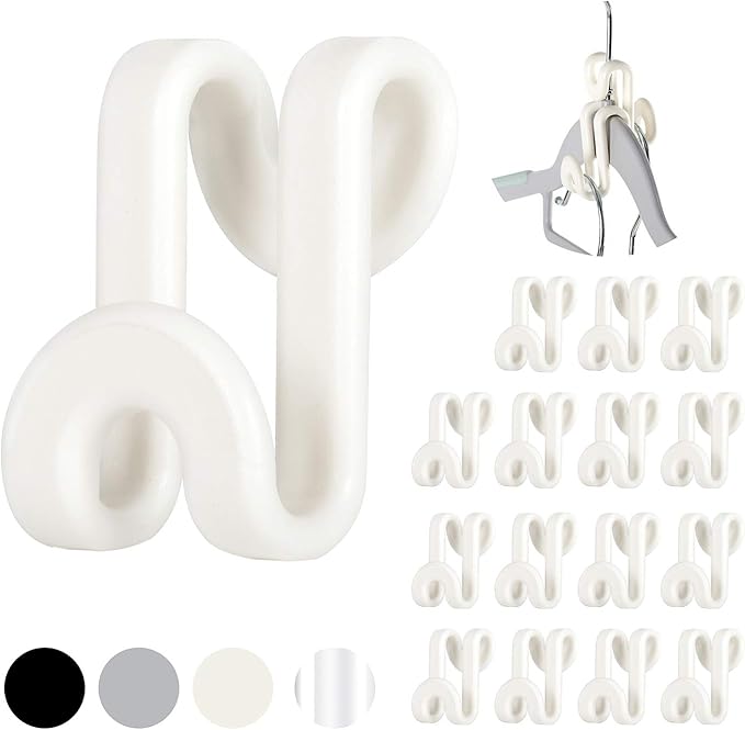 Mlici Cascading Hanger Connector, 60 Pcs Plastic Connector Hooks for Velvet Hanger or Clothes Hangers, Space Saving Hangers Hooks Closet Organizer - White
