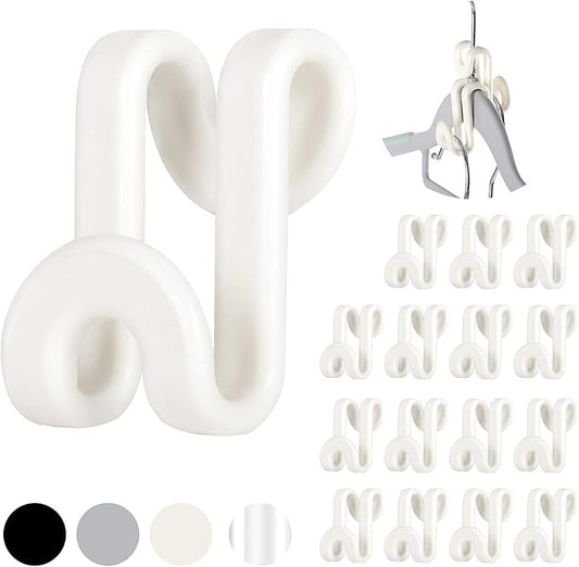 Mlici Cascading Hanger Connector, 60 Pcs Plastic Connector Hooks for Velvet Hanger or Clothes Hangers, Space Saving Hangers Hooks Closet Organizer - White