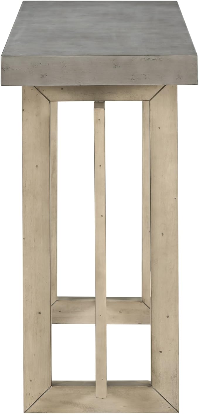 Knocbel Contemporary Console Table with Industrial-Inspired Concrete Wood Top, Minimalist Rectangular Entryway Table for Hallway Living Room Foyer Corridor, 59.1" W x 15.7" D x 31.7" H Gray
