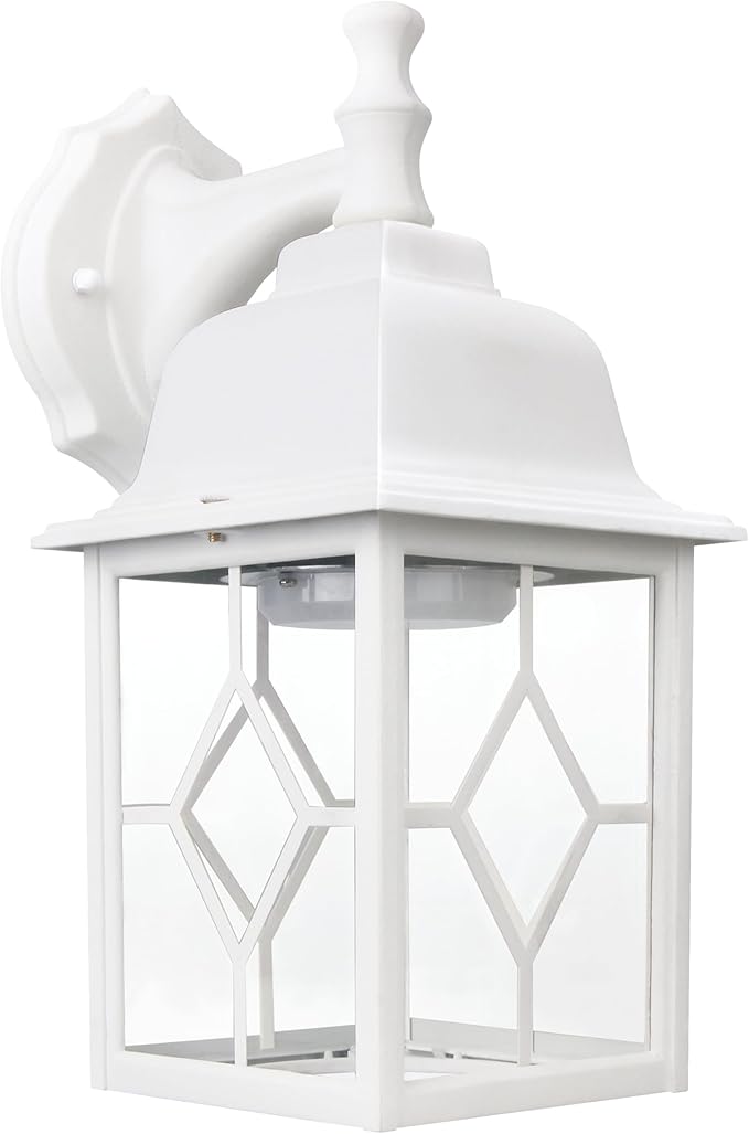 LIT-PaTH Outdoor LED Wall Lantern, White Large Exterior Wall Light Fixture, 3000K Warm White, 11W 1000 Lumen, Anti-Rust Aluminum Porch Lighting for Outside, Patio, Garage, 1 Pack