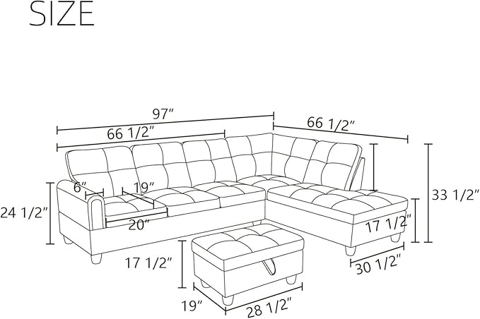 108-Inch Modular L-Shaped Sectional Sofa with Deep Seat, Modern L Shaped Cloud Couch with Chaise, Upholstered Couches for Living Room, Bedroom, Office, No Assembly Require (Leather)