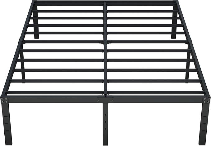 16 Inch Queen Bed Frame No Box Spring Needed, Heavy Duty Metal Queen Platform Bed Frame Support Up to 3000 lbs, Easy Assembly, Noise Free, Black