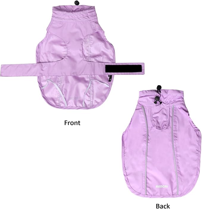 Adjustable Waterproof Dog Raincoat for Dogs,Lightweight Pet Rain Jacket Puppy Clothes with Reflective Strip for Small Medium Large Dogs (Light Purple, X-Small)