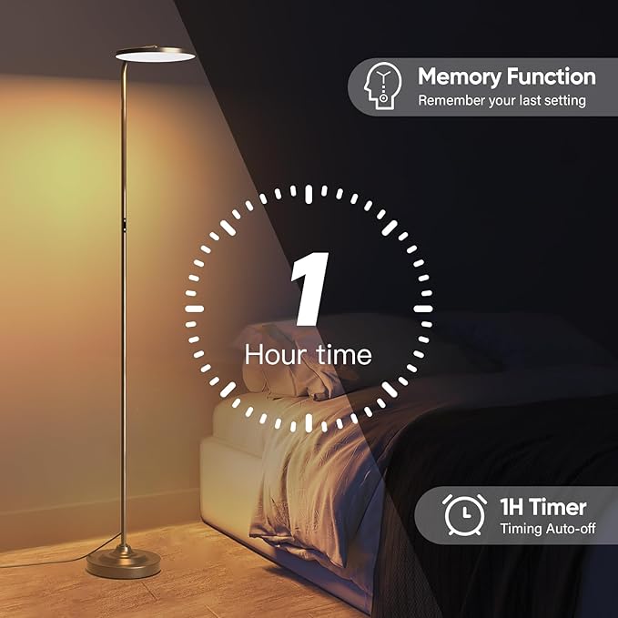 RGB Floor Lamp, 36W Bright LED Standing Lamp, Stepless Dimming Color Changing Torchiere Floor Lamps with Remote, 350°Rotating Modern Tall Floor Lamp for Living Room, Gaming Room