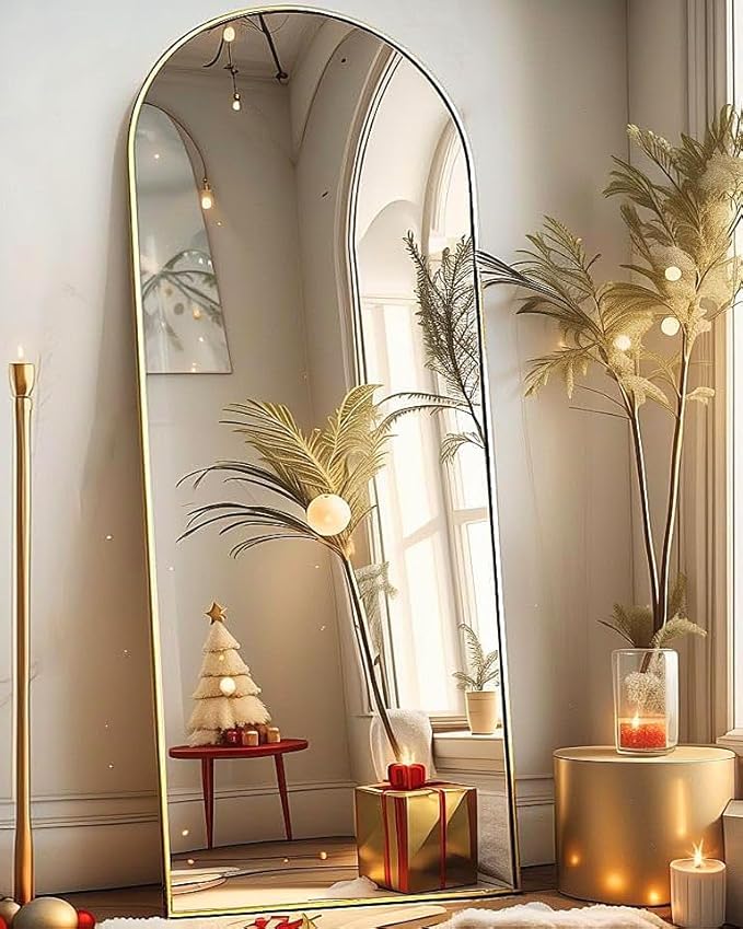 Arched Full Length Mirror - 21"64" Floor & Wall Mounted Mirror for Bedroom & Living Room, Gold