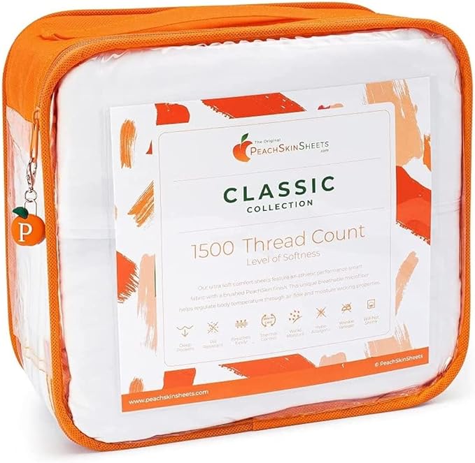 PeachSkinSheets Beach Blue Sheet Set - 1500tc Level of Softness - Extra Soft Cooling Sheets for Hot Sleepers and Night Sweats - Queen Size