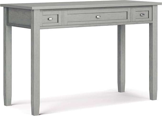 SIMPLIHOME Warm Shaker Desk - 48-Inch Wide Solid Wood Writing Desk in Fog Grey, Transitional Home Office Computer Table for Workspace or Study with Flip-Down Keyboard Tray and 2 Drawers