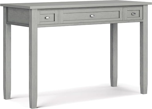 SIMPLIHOME Warm Shaker Desk - 48-Inch Wide Solid Wood Writing Desk in Fog Grey, Transitional Home Office Computer Table for Workspace or Study with Flip-Down Keyboard Tray and 2 Drawers