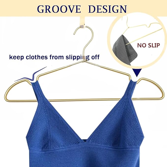 30 Pack Gold Matt Metal Wire Hangers Coat Suit Clothes Hangers with Notches,16.5" Heavy Duty Durable Hangers for Adult, Shirt Dress Pants Hanger Space Saving Legging Organizer