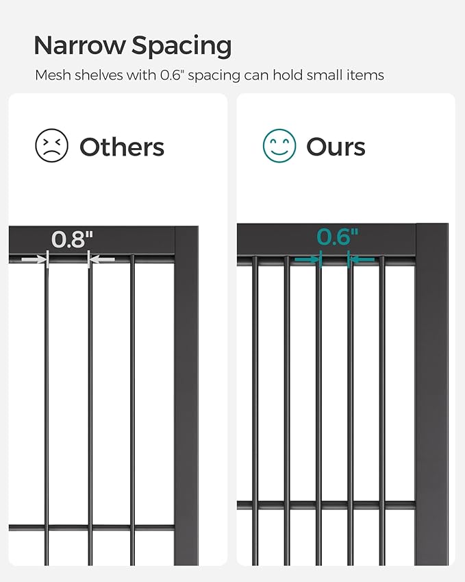SONGMICS 3-Tier Metal Storage Rack with Wheels, Mesh Shelving Unit with X Side Frames, 23.6-Inch Width, for Entryway, Kitchen, Living Room, Bathroom, Industrial Style, Black UBSC163B01