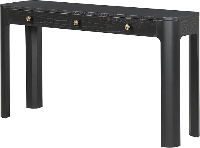 Amposei Retro Rustic Entry Console Table 52’’ Wooden Entryway Sofa Table with Storage Drawers for Living Room Entrance Hallway, Black