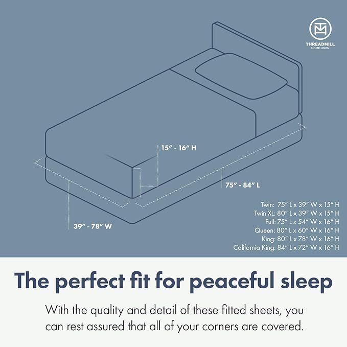 Threadmill 100% Cotton Sheets for Full Size Bed - 600 Thread Count Full Bed Sheets Set with 16” Deep Pocket - Damask Stripe Sateen Weave 4-Piece Bedding Set with Cooling Effect, White