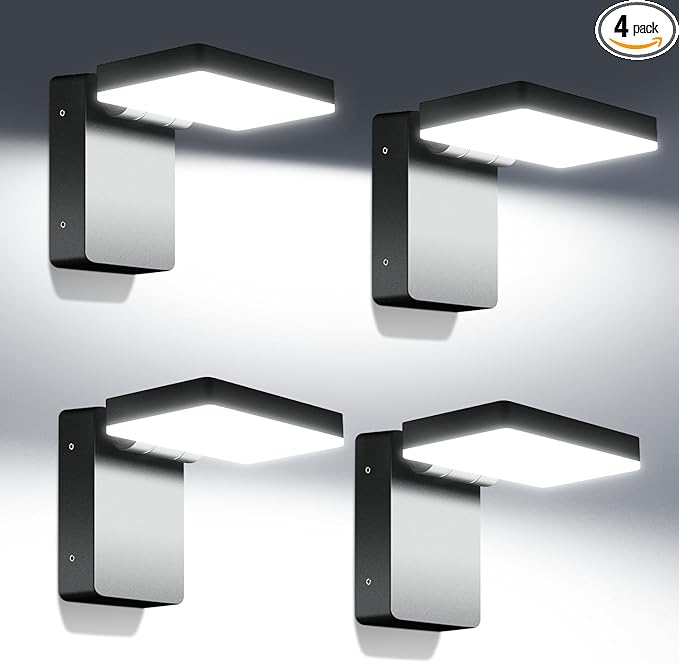 Juyace 60W LED Wall Light Outdoor Exterior Flood Light Wall Mount Yard Security Light Waterproof 360 ° Rotat Folding 6000K for Barn Area 4 Pack