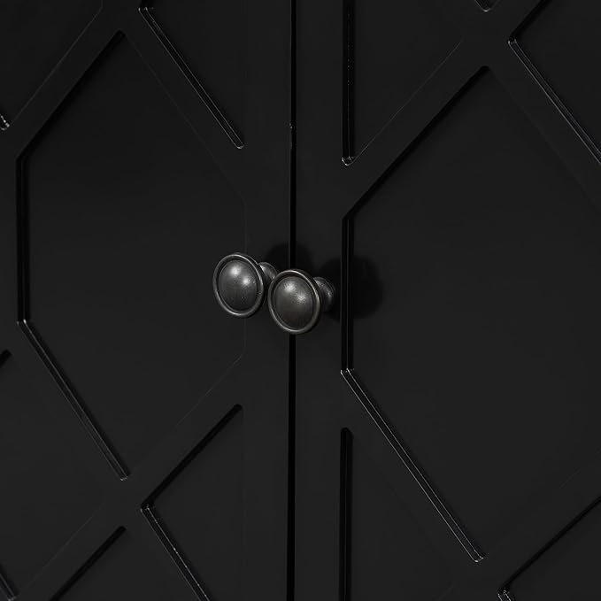 Elegant 60'' Entryway Console Table with 4 Doors and Functional Bottom Shelf, Wood Storage Cabinet Sideboard for Dining Room Living Room Office (Black-HK)