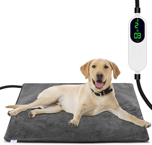 ENJOY PET Dog Heating Pad with 13 Level Timer and 9 Level Temperature, Indoor Heated Mat for Cats and Dogs with Chew Resistant Cord, Auto Power Off