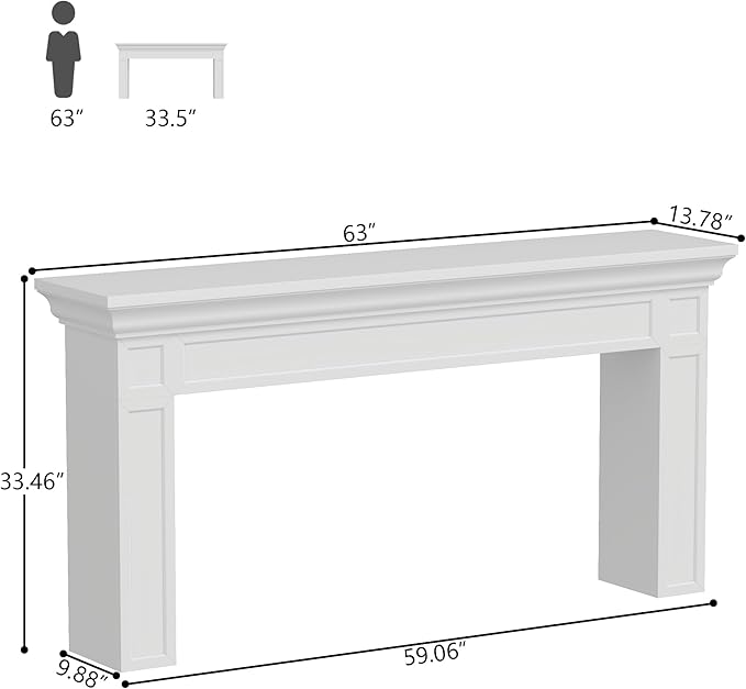 Loomie 63" Long Console Tables for Entryway, Modern Rectangular Sofa Table Behind The Couch, Narrow Long Entry Accent Table for Living Room, Entrance, Hallway, Foyer (White)