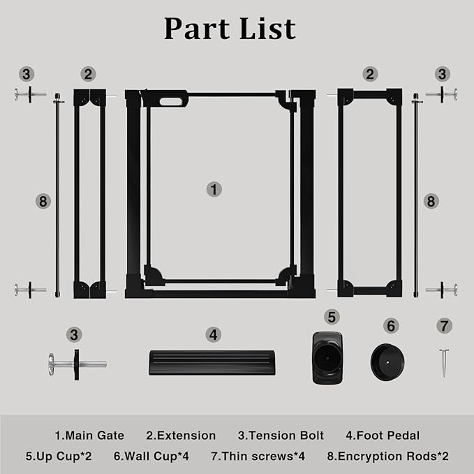 WAOWAO Clear Baby Gate for Stairs Modern Design Acrylic Auto Close Pet Gate, 29.52-47.24" Wide Safety Baby Gate for Doorways,Black Clear Dog Gates Indoor,Hallways,Kitchen