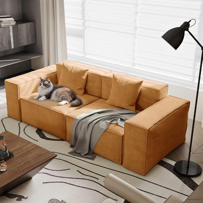 POVISON 83" Modular Sectional Sofa for Living Room Modern Large Sectional Couches Velvet Loveseat Oversized Deep Seat Sofa Set 2 Seater Big Comfy Cloud Couch for House Office