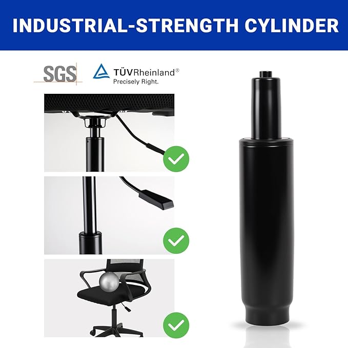 2.4" Office Chair Cylinder Replacement - Heavy Duty 1000lbs Class 4 Hydraulic Lift with Silent 360° Rotation, Universal Pneumatic Piston Fit for Sinking Desk/Gaming Chairs