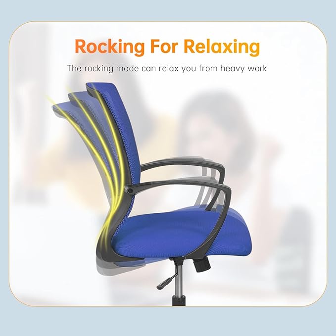 Office Chair Ergonomic Desk Chair Mesh Computer Chair with Lumbar Support Armrest Rolling Swivel Adjustable Task Chair for Adults(Blue)