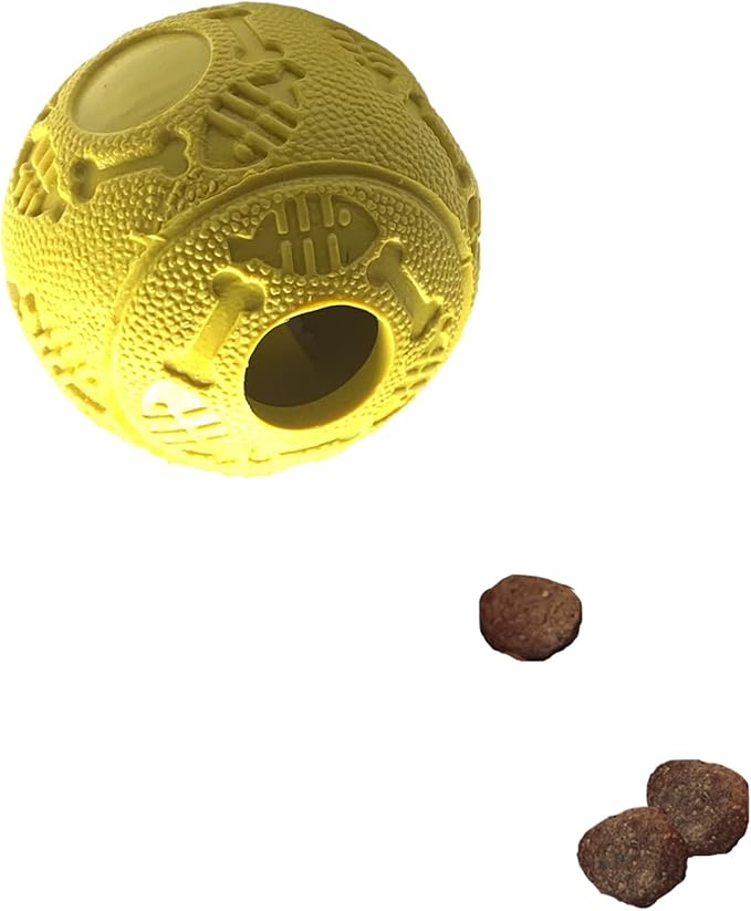Jalousie Dog Puzzle Balls Dog Treat Dispensing Balls Non-Toxic Natural Rubber Dog Chew Toys for Puppy Pet Dog Teething Puzzle Playing Treat Dispenser Rope Balls (Small 2 Pack Treat Ball)