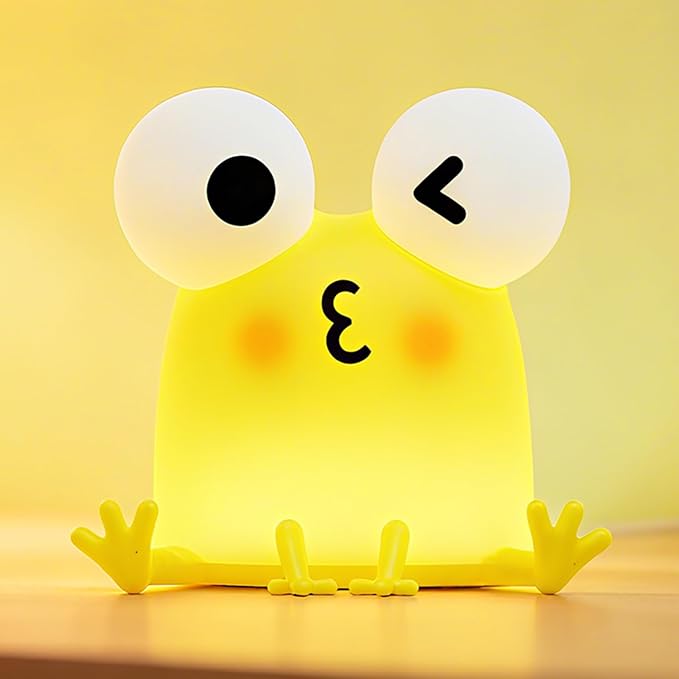 Frog Night Light for Kids, Cute Funny LED Squishy Novelty Animal Silicone Lamp, Dimmable/Timer Nursery Nightlight, Rechargeable Touch Bedside Lamp, Kids Room Decor, Baby Boys Girls Xmas Gifts