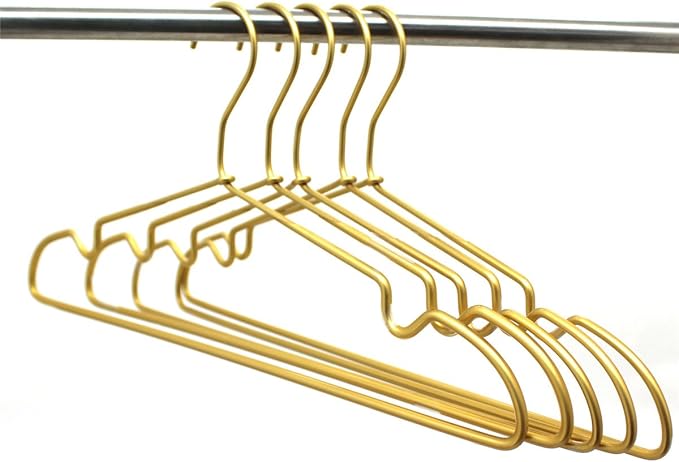 Premium Clothes Hangers 16.5" Metal Gold Coat Hangers Non Slip Hook Laundry Wire Suits Shirt Hangers Save Space Closet Storage Pants Hanger 30Pack