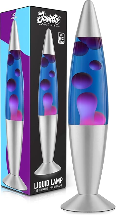 JAMBO 16" Beautiful Liquid Lamp- Blue with Purple Wax, Relaxing Magma Light, Night Light Nightlight, Home Decor Living Room Office Bedroom Lamp for Adults Teens Kids