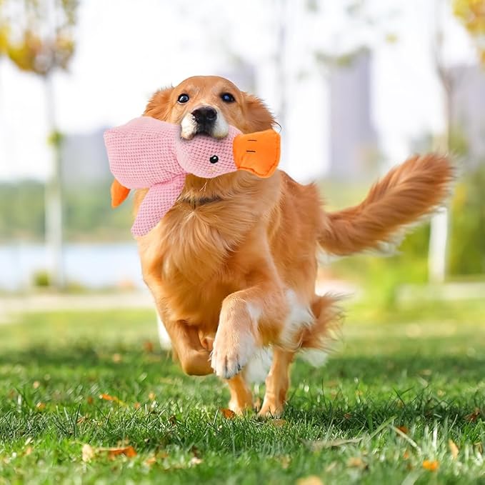 Duck Dog Toy, 2024 New Calming Duck Dog Toy, Dog Toys for Aggressive Chewing Person, Vocalizing Duck Dogs Toy, Indestructible Dog Toys, Cute Plush Stuffed Duck for Indoor Dogs (Pink)