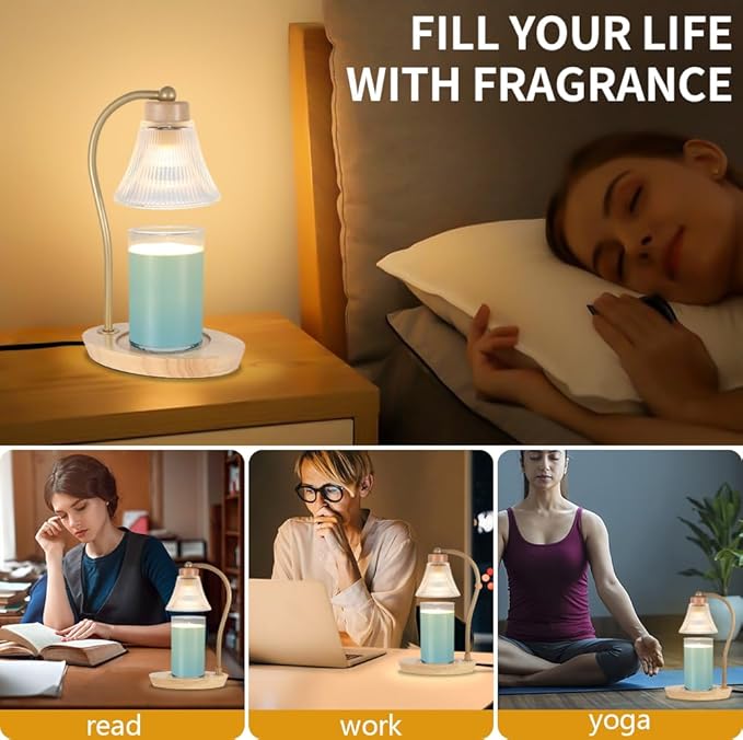 mocosa Candle Warmer Lamp with Timer Dimmer,Electric Wax Warmer for Jar Candles Mom Christmas Birthday Gifts House Warming New Home Bedroom Decor with 2 Bulbs